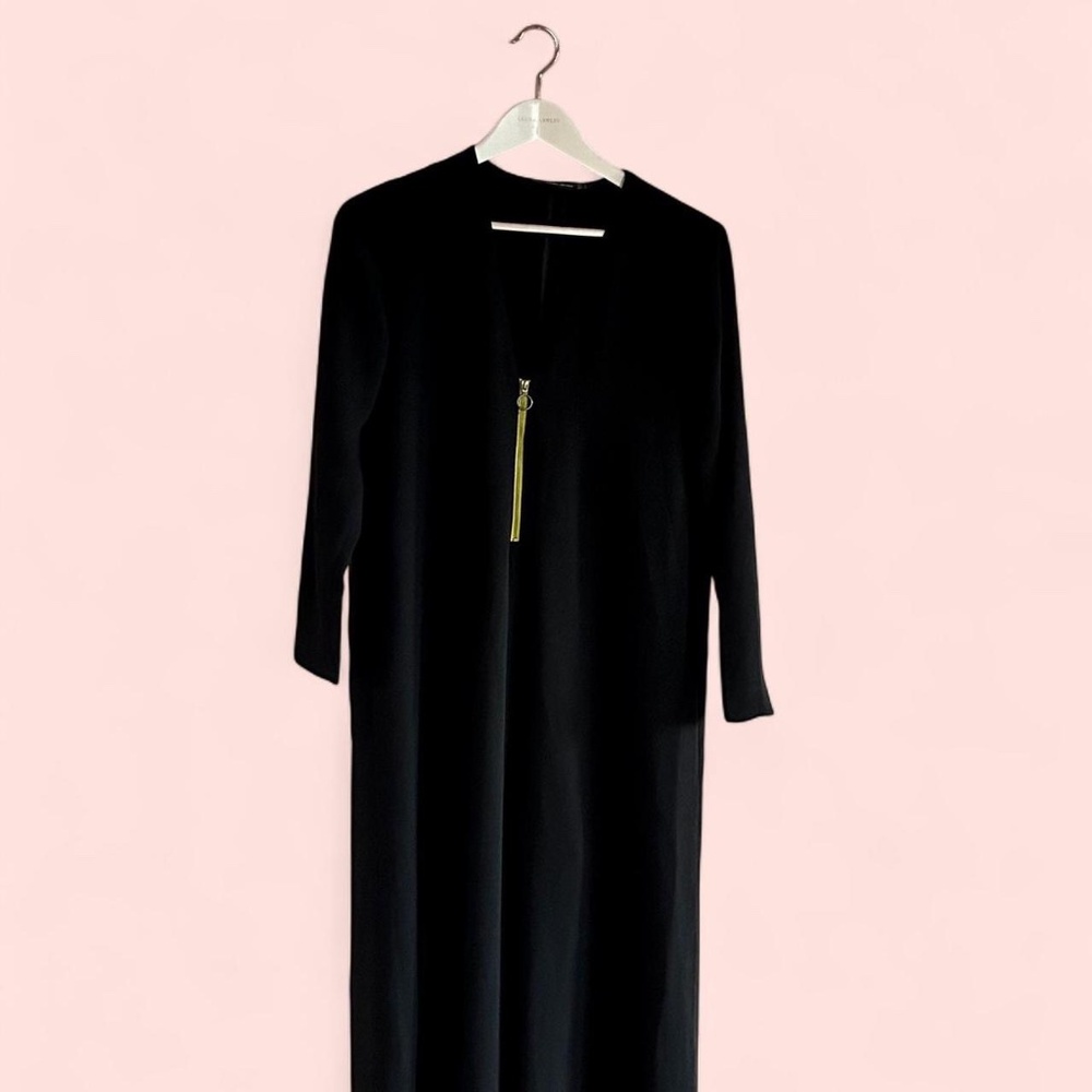 Zara Black Long-Sleeve Palazzo Jumpsuit | Size Small [Fits S-M]